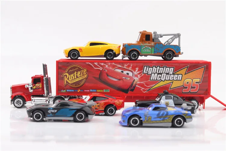 Disney Pixar машина 3 Lightning McQueen Джексон Storm Крус Mater Мак дядя Грузовик 7 штук/1:55 Дети сплав Пластик автомобиля