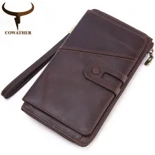 COWATHER, высококачественный кошелек из натуральной коровьей кожи, деловые мужские кошельки, дизайн, мужской кошелек coffee carteira M9048