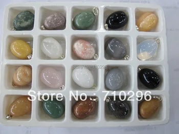 

Natural stone eggs pendants wholesale lot mixed agat e sodalite rose pink quartz crystal Multi stone fit genuine stone necklace
