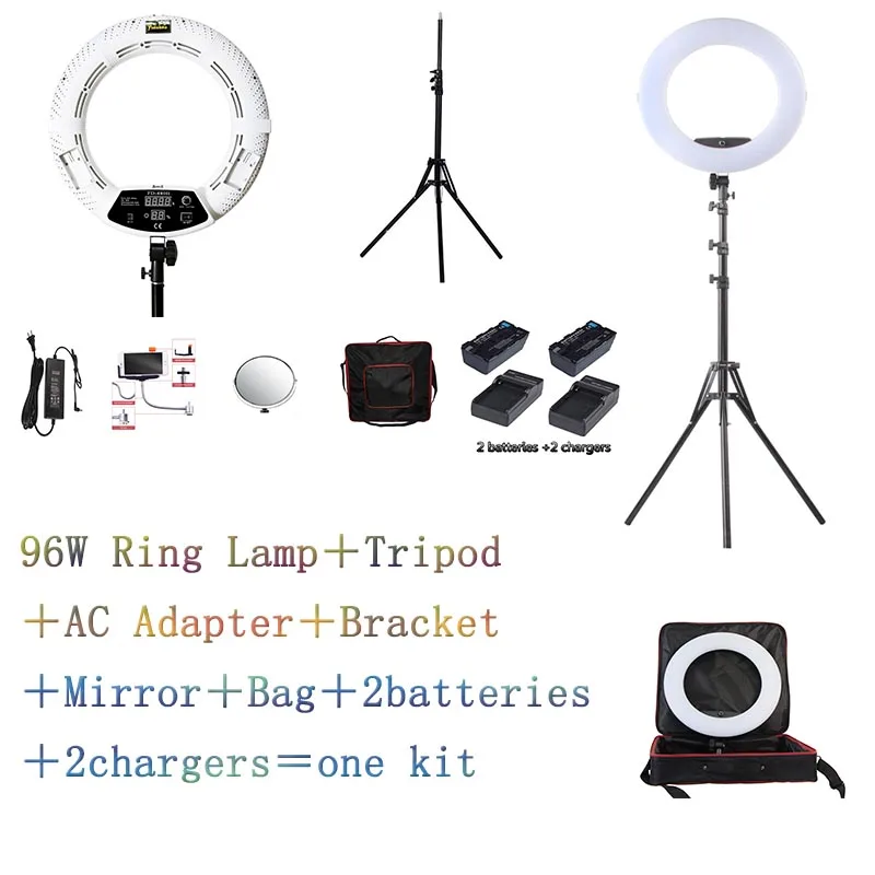 

Yidoblo White FD-480II LED Ring lamp Light Make up Lighting sefie ring lamp set + standing (2M)+ bag + batteries