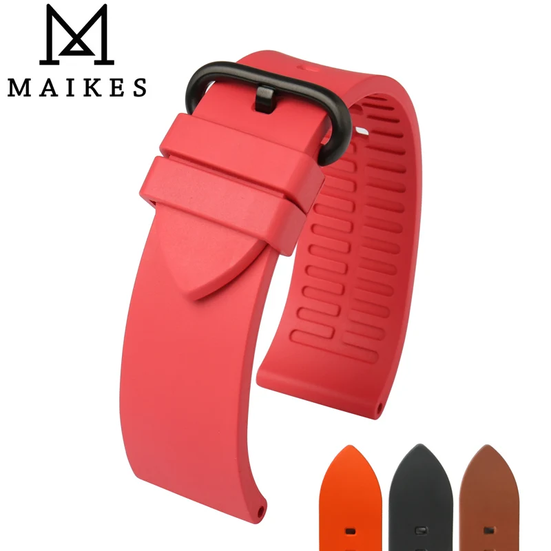 

MAIKES New fluororubber watchbands 22mm 24mm fashion rubber watch band sports strap watch accessories for casio or citizen