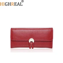 HIGHREAL Genuine Leather Women Wallet Female Long Clutch Lady Walet Luxury Brand Money Bag Coin Purse J162