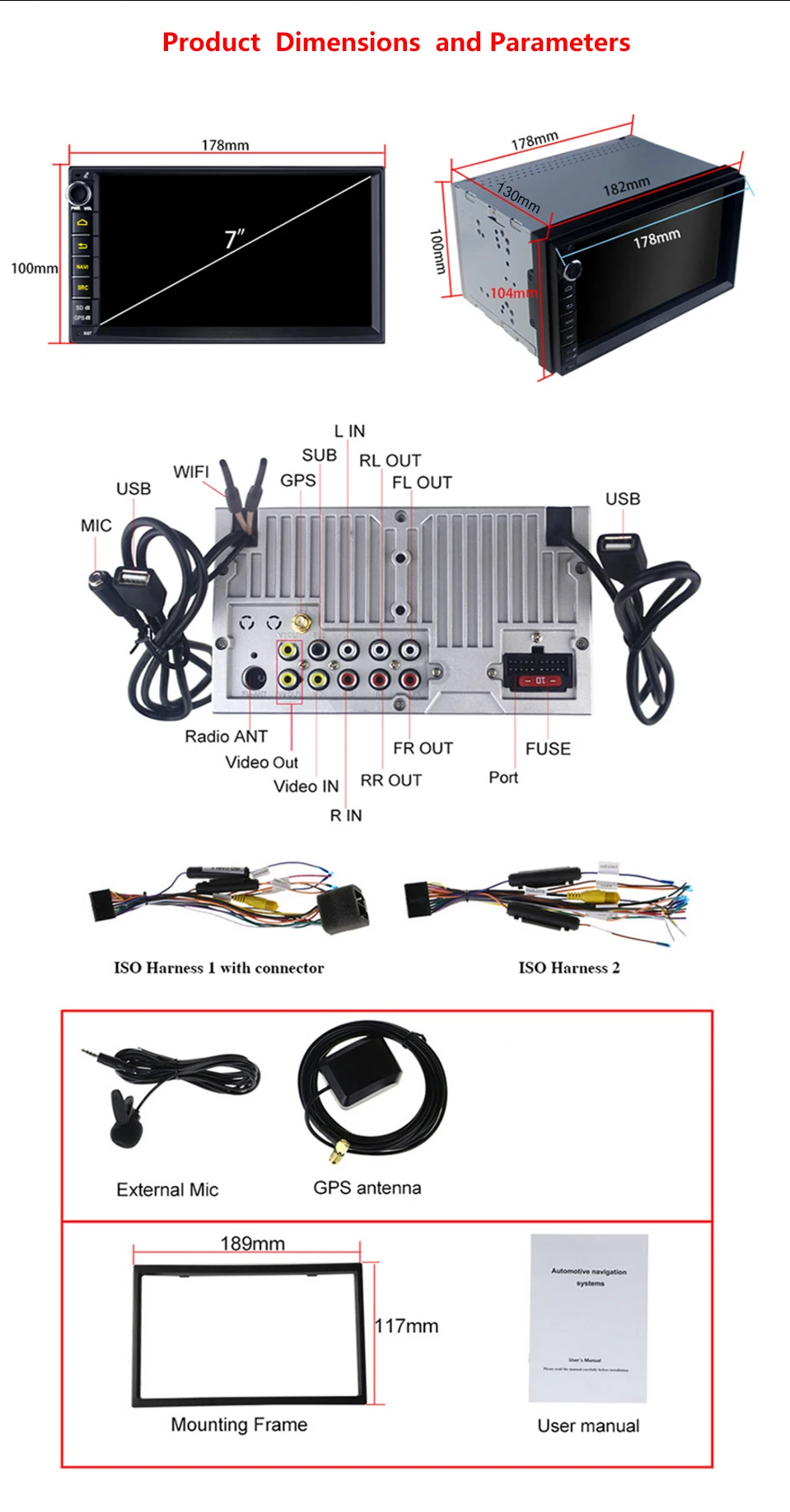Sale ARKRIGHT 7" Android 8.1 4GB 64GB Universal Car Radio Audio Stereo HD GPS Navigation Head Unit DVR OBD Multimedia Player DSP 4G 12