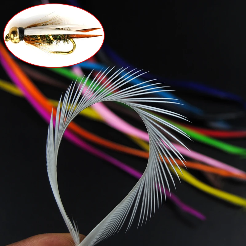 

12pcs Goose Bios Feather Beadhead Prince Nymph Tail Wing Case Stone Fly Tying Material Black White Brown Red Green Red Blue