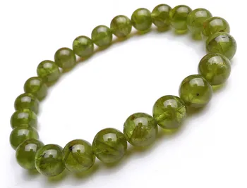 

6mm 7mm 8mm Genuine Green Natural Peridot Olivine Bracelets For Women Female Stretch Healing Crystal Round Bead Bracelet