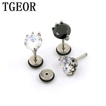 

free shipping illusion cheaters 20pcs 8mm Stainless Steel gem cubic zircon 4 point Ghost gripper piercing fake plugs