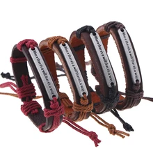 Fashion Vintage English Word “Where there is a will there is a way” Leather Bracelet & Bangles for Women Men Gifts Jewelry FS015