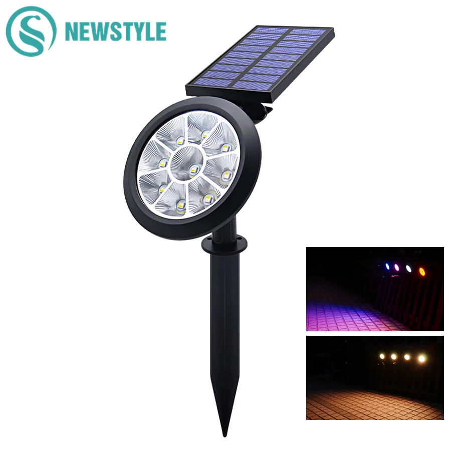 

Upgraded Solar Spotlights Waterproof Adjustable 9 LED Wall/Landscape Solar Lights Colorful Solar Lamp for Yard Lawn Garden