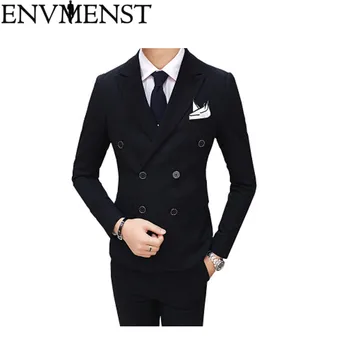 

Envmenst 2019 Male Wedding Prom Suit Green Slim Fit Tuxedo Men Formal Business Work Wear Suits 3Pcs Set (Jacket+Pants+Vest)