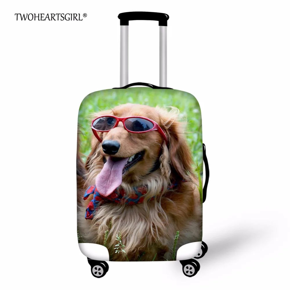TWOHEARTSGIRL Cute Dog Print Luggage Protective Dust Cover Elastic ...