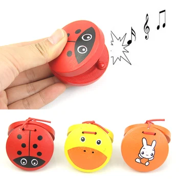

2018 Kid Cartoon Wooden Castanet Toy Children Musical Percussion Instrument Xmas Gift