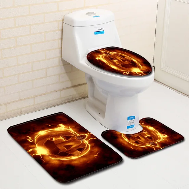 Zeegle Halloween Pumpkin Bath Mat Bathroom Floor Mat Non slip Toilet