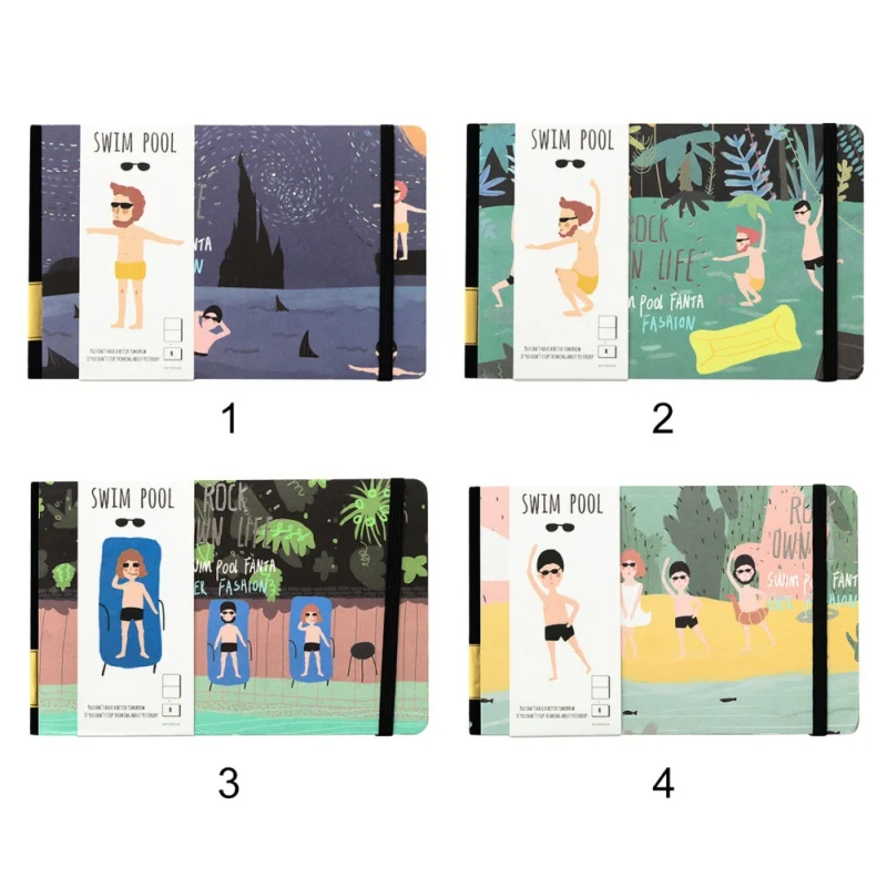 

Fresh style notebook swim pool cartoon pattern paper cover notebook journal diary gift