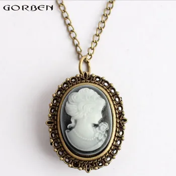 

Unique Design Bronze Beauty White Lady Quartz Pocket Watch Elegant Necklace Pendant Girl Women Excellent Gift With Chain P62