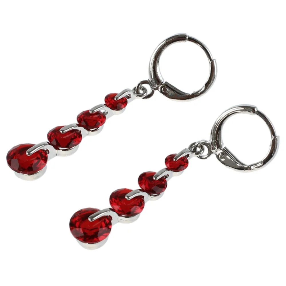 

Bohemia Style Long Drop Earrings For Women Silver Color Red Rhinestone Pendientes Mujer Wedding Party Fashion Jewelry Oorbellen