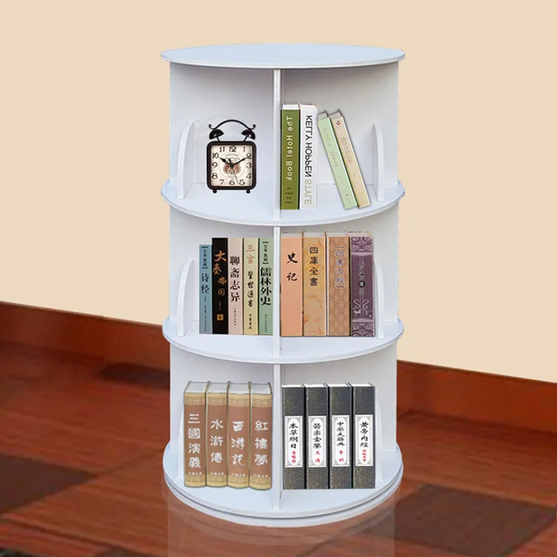 Креативность поворот bookra 360 предел книжный шкаф Простой Студент от пола до потолка книжные полки bookrack угловая сборка дерево