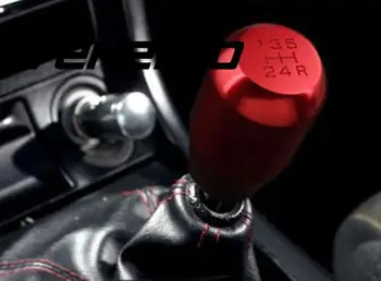 

Vehemo New 5 Speed Gear Shifter Knob JDM Red Aluminum Nob Racing Replace W/3 Adapter