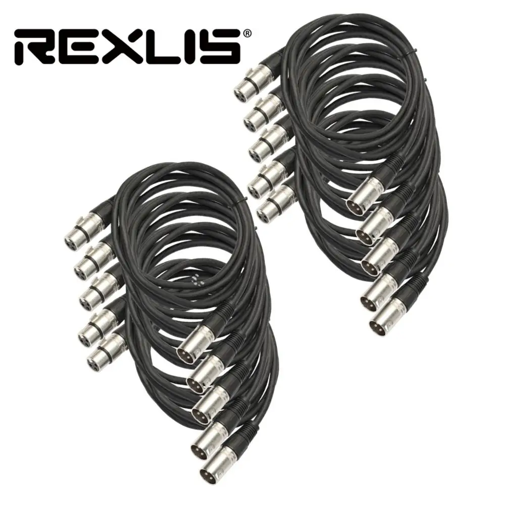 REXLIS 10 шт./лот XLR кабель мужчин и женщин M/F 3pin jack Фольга + Плетеный Экранирование OFC