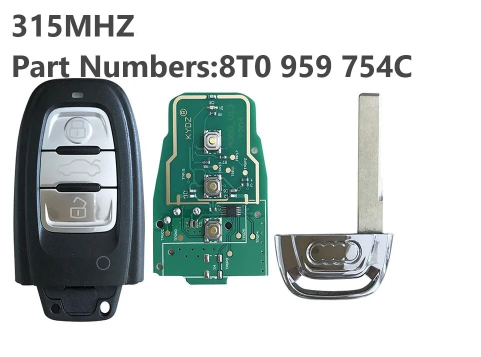 

5PCS/LOT Replacement Smart Remote Key 3 Button 315MHZ 8T0 959 754C for Audi Q5 A4L A5 A6
