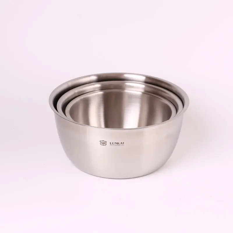 

304 Stainless Steel Sanding Mixing Bowls with Scale Egg Beating Pan Salad Bowl Kitchen Tools for Baking Mixer