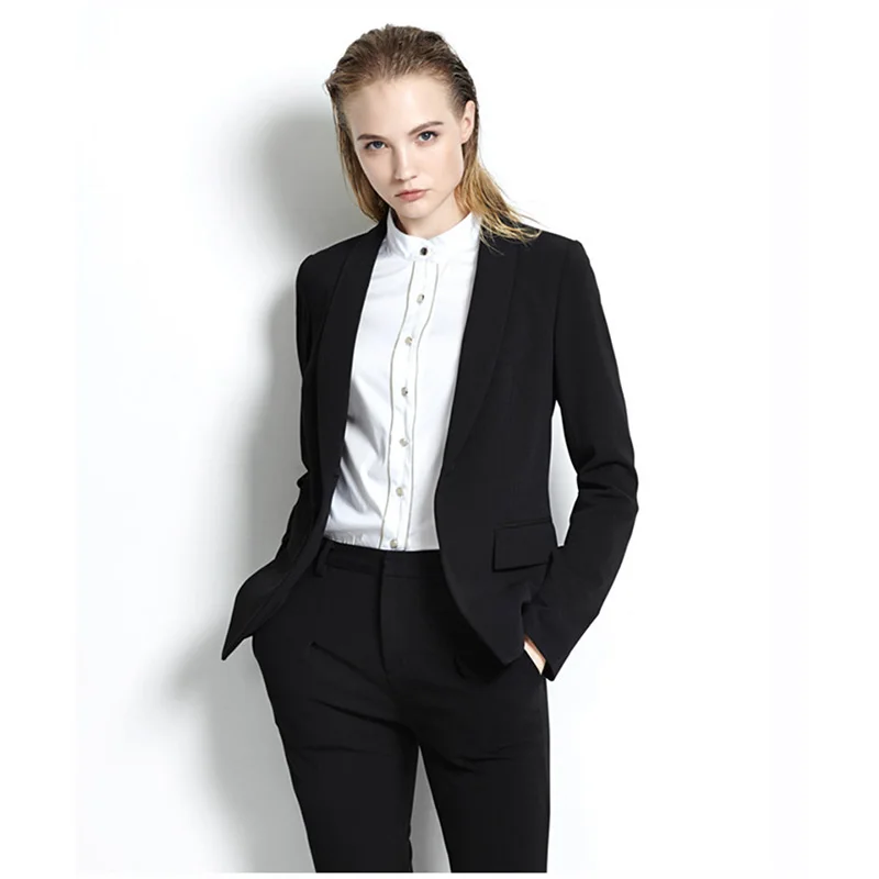 Black Womens Business Suits Office Uniform Designs Women Trouser Suit ...