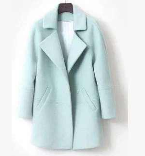 Зимнее шерстяное пальто, однотонный кокон с широкой талией и длинным рукавом, женская модная теплая одежда высокого качества - Цвет: green