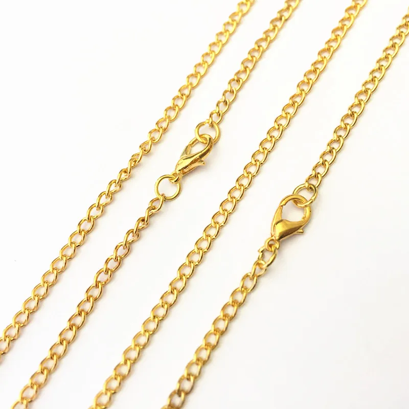 

3pcs/lot 70cm gold color necklace chai with lobster clasp pendant chain connector accessories chain pocket watch chain 3mm