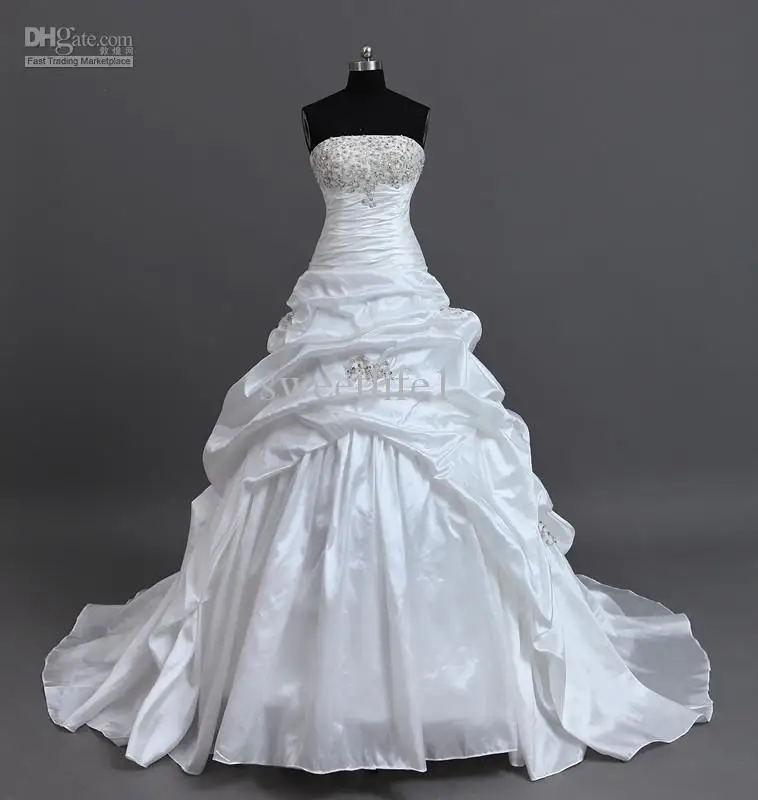 Wholesale - Actual Image In Stock 2012 Hot Strapless Sequins Beaded Pleated Taffeta Bridal Gown Wedding Dresses | Свадьбы и