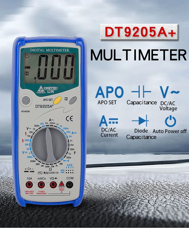 

LCD Display Electric Digital Multimeter Ammeter Handheld Ammeter For Voltmeter Ammeter Ohm Tester Meter DT9205A+Digital AC/DC