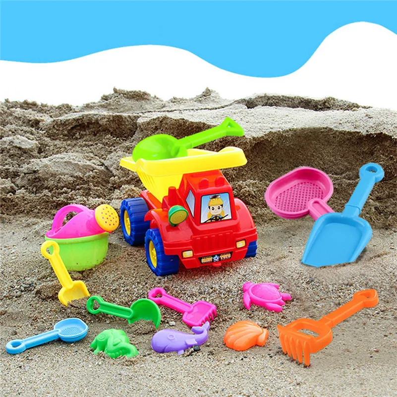 14 шт. детские пляжные игрушки для песка пресс-формы лопата, грабли Наборы песка строительного формы Яма Игрушки Подарки песочница для детей