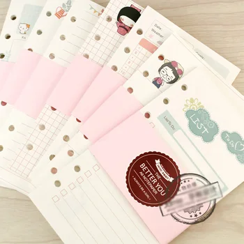 

New Cute Notebook Papers A5A6 Diary Girly series Color Inner Core Planner Filler Paper Inside Page for Filofax Stationery