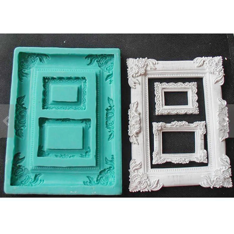 

Silicone fondant mold Photo Frame Silicone Mold food grade Fondant Cake Decoration Mold Sugar Craft Tools Random Color