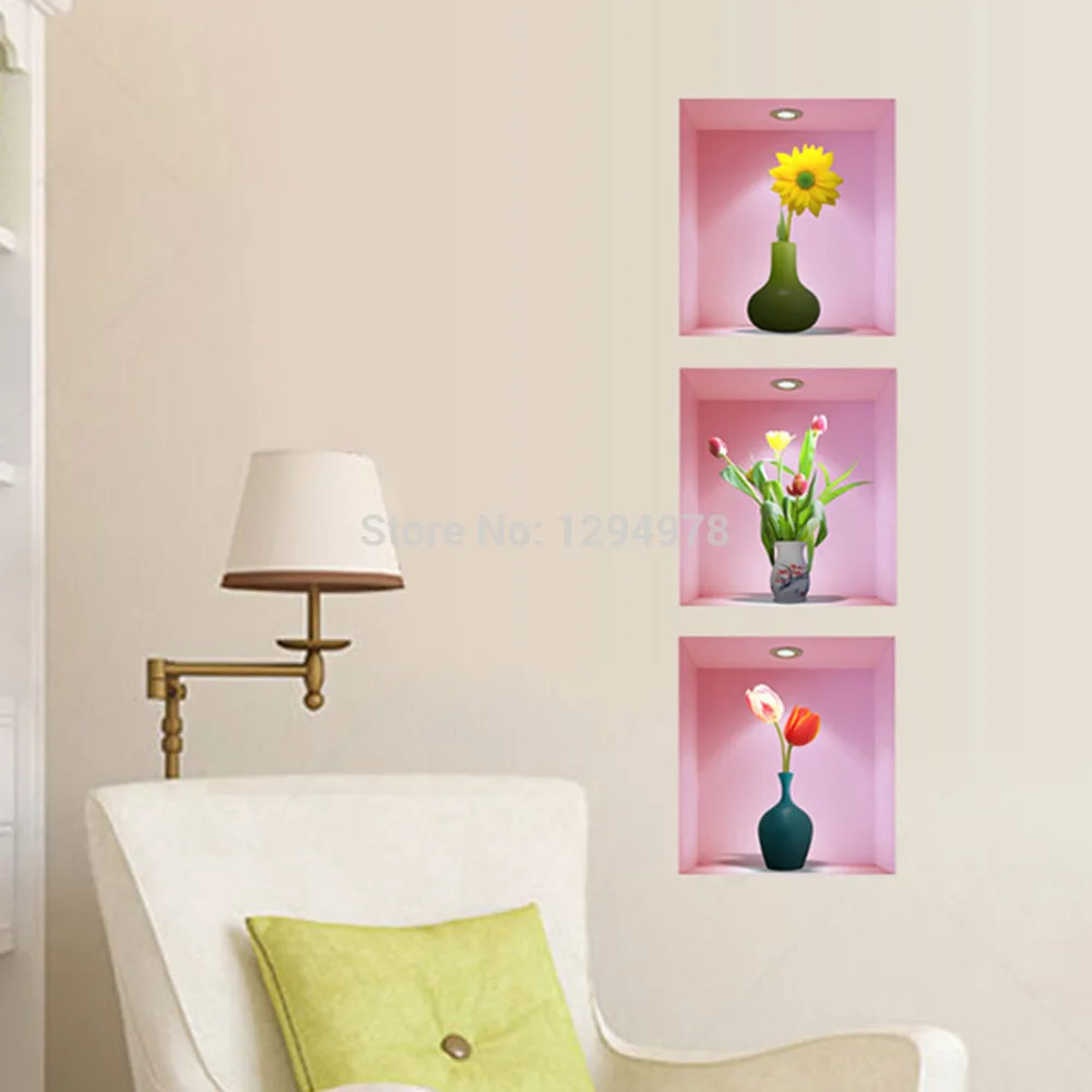 Z-003 Simulation Romantic Tulips PVC Removable Wall Stickers Living Room TV/Sofa Background Home Decoration | Обустройство дома