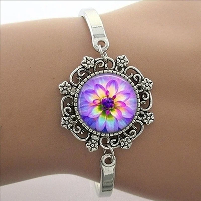 TAFREE Blue Mandala Art Picture Bracelet Hot Fashion Silver Plated Bracelet & Bangle For Men Women Yoga Zen Jewelry Gifts HT011