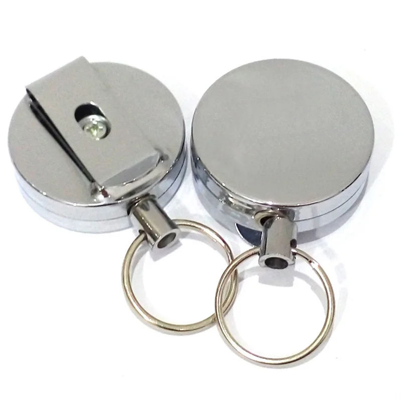 

New Retractable Pull Key Ring ID Badge Lanyard Name Tag Card Holder Recoil Reel Belt Clip Metal Housing Metal Covers Dropship