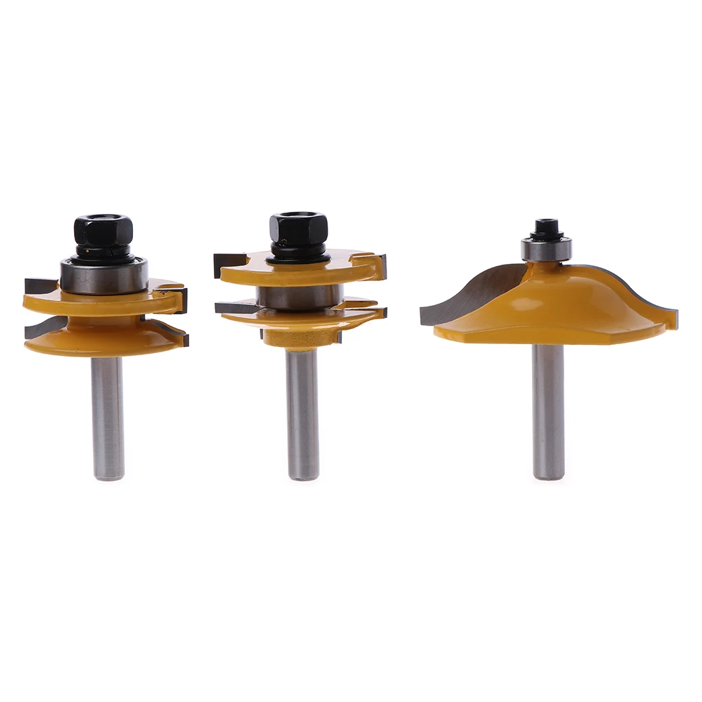 

3PCS 8MM Shank Raised Panel Cabinet Door Router Bit Set Woodworking Cutter for Wood Engraving Tools Kit