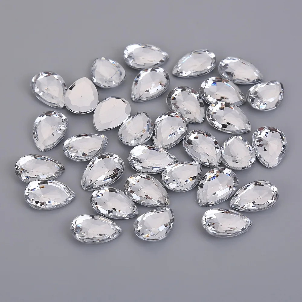 

13*18mm Pointback Drop Glitter Crystal AB Rhinestone Acrylic Crystal for Diy Gem jewelry making beads