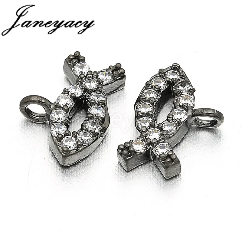 Accesorios para colgante de pez de Zirconia cúbica de latón caliente Accesorios de joyería DIY collar pendiente conector para hacer Accesorios L8 * W6mm