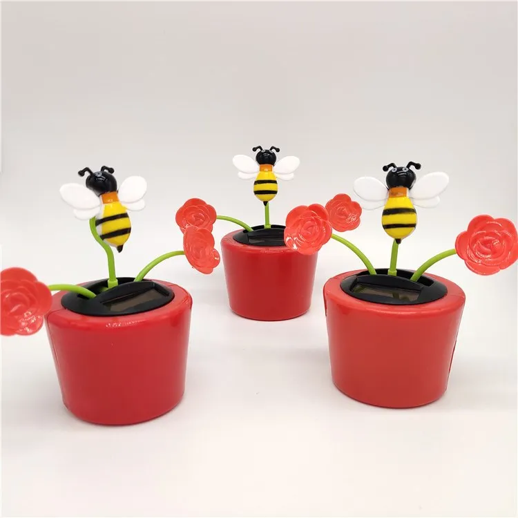 Украшение дома солнечные танцы игрушечный автомобиль орнамент детские игрушки цветок бабочка пчела творческий подарки для автомобилей 1 шт - Цвет: Red flower bee