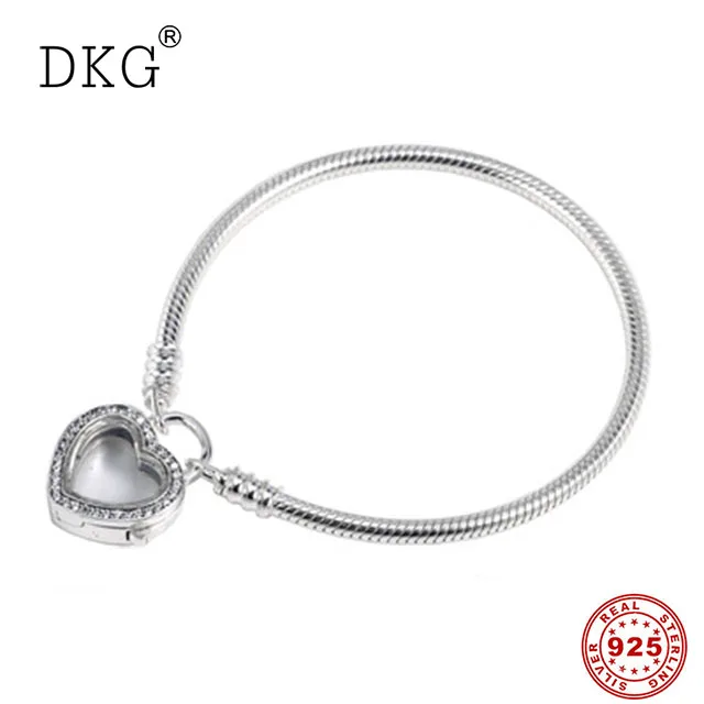 

New 100% 925 Sterling Silver Iove Iock Box Charm Bracelet Fit For Original DKG Women's Bracelet DIY Jewelry