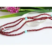 Подлинный Красный Гранат с Таиланд серебро высокое качество стрейч 5 Мульти ролл стрейч браслет ожерелье круглые маленькие бусины 03461