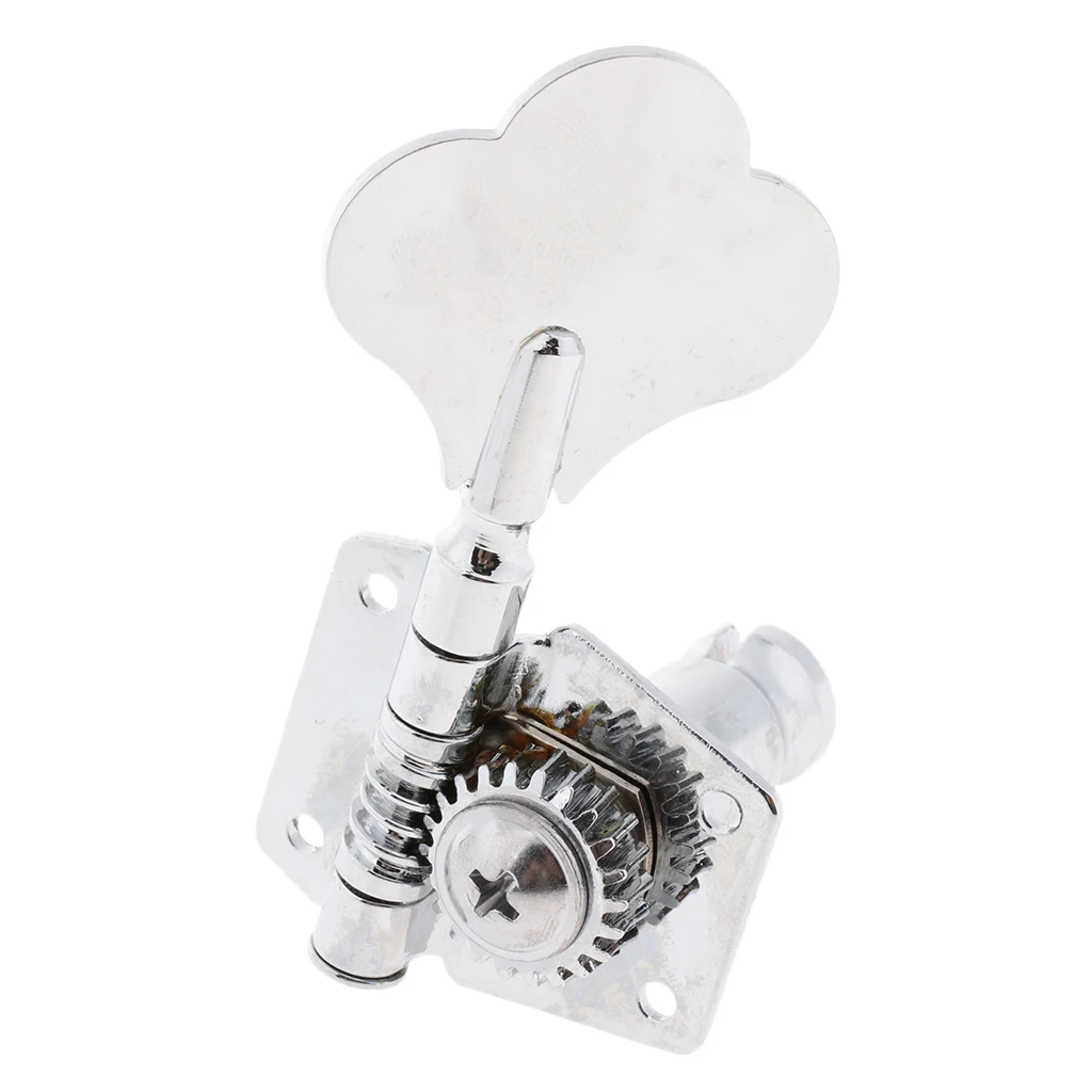 4 PCS 4R Metal String Tuning Pegs Machine Heads Tuner w/ Mounting Screws & Ferrules for Electric Bass 