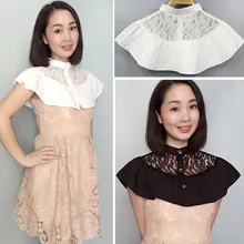 Ручная работа, милая черная и белая кружевная шаль с воротником-стойкой, красивая женская рубашка, ложный воротник, накидка, декоративный воротник