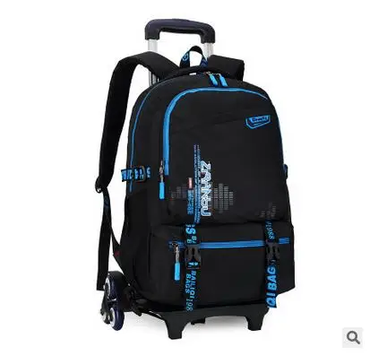 Детские Сумки на колесиках, детский школьный рюкзак на колесиках для мальчиков, Детский рюкзак-тележка для школы, школьный рюкзак на колесиках - Цвет: 6wheels black
