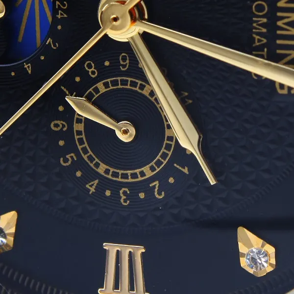 Модные пять рук Diamond Dial для мужчин часы повседневное водостойкие Золото нержавеющей часы с металлическим ремешком автоматические механические