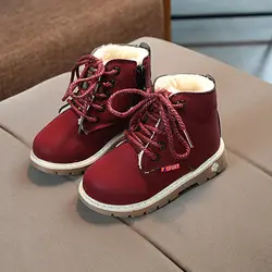 Зимние детские сапоги снега детская обувь для малышей мальчиков ботинки для девочек с боковой молнией
