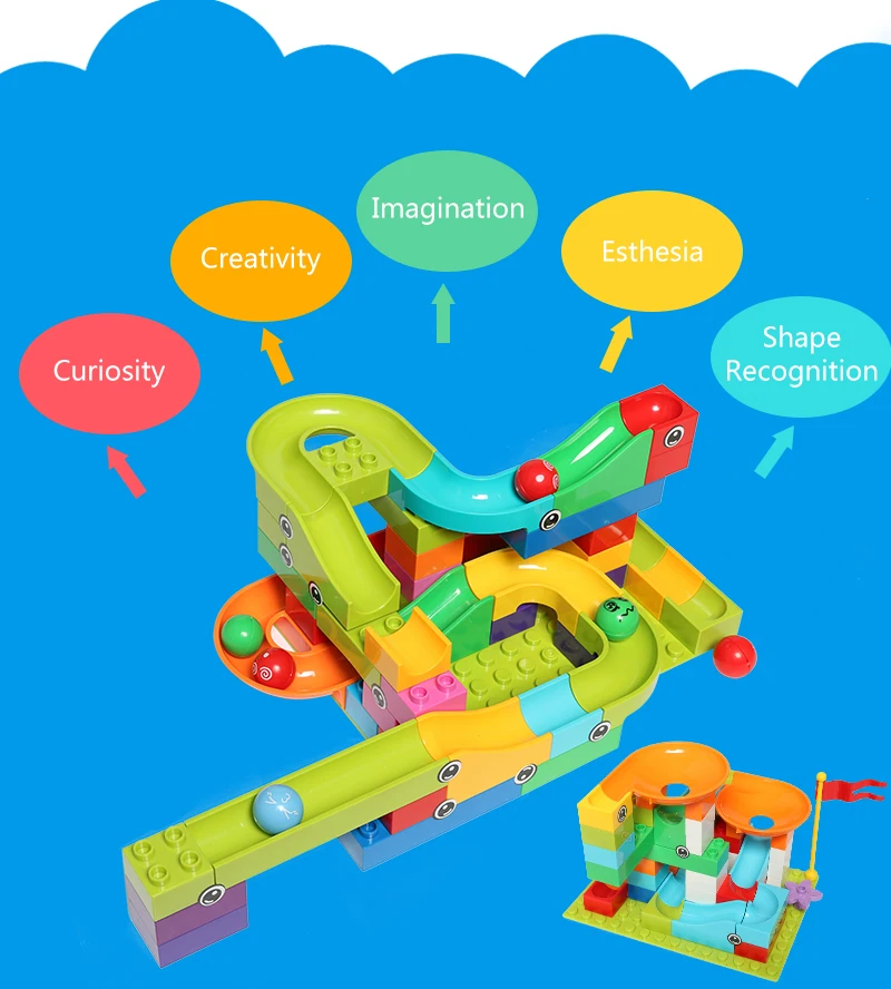 47-97 шт мраморные гоночные блоки лабиринт, Шариковая дорожка строительные блоки ABS Воронка горка сборка кирпичи блоки игрушки для детей