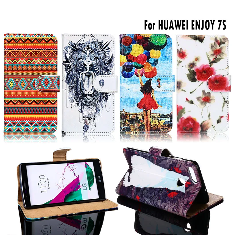 

TAOYUNXI PU Leather Case For Huawei P Smart Case Flip Wallet DIY Cases For Huawei PSmart Cover Coque Flower Enjoy 7S Y7S 5.65