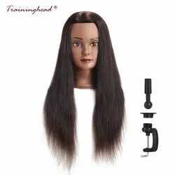 Traininghead 26-28 "100% человеческих волос манекен головы волосы Парикмахерские Практика голову куклы прически манекен Учебные головы-манекены