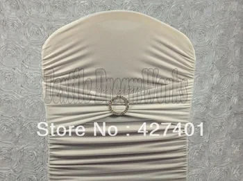 

White Spandex Bands / Lycra Band With Round Diamond Buckle With Pin For Wedding & Banquet